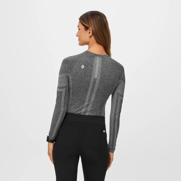FIGS Salta Seamless Underscrub Long Sleeve Top in Graphite Gray | Size M - Picture 13 of 14